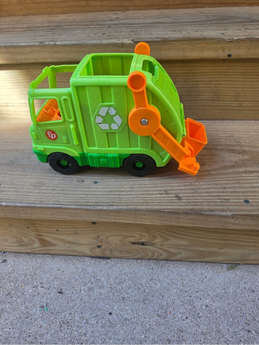Fisher-Price Bright Green and Orange Recycling Truck Toy